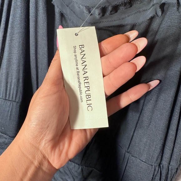 New BANANA REPUBLIC Blue Steel Tiered Ruffle Dress Silk
Stretch Knit Pullover XS - Picture 8 of 13